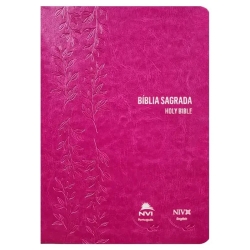 Bíblia NVI Bilíngue Português-Inglês - Capa Luxo Rosa